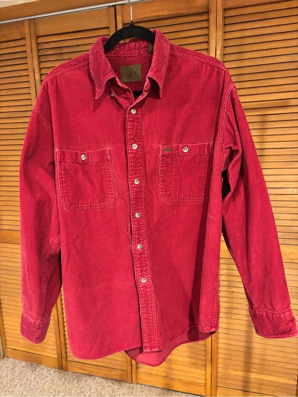Vintage Unisex St. John's Bay Red Corduroy Button-Down Shirt cozy layer classic